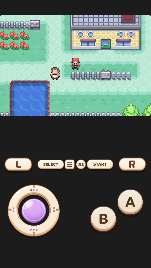 Retrofun handheld adventure gameplay with A and B buttons