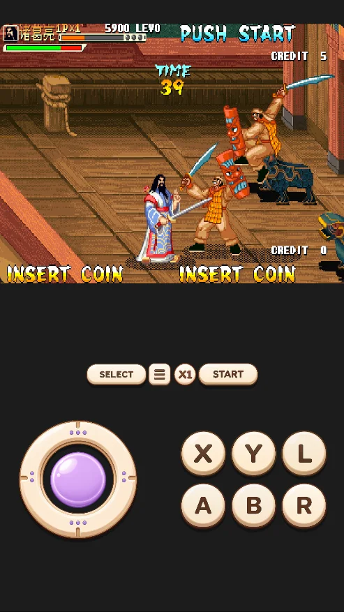 Retrofun arcade fighting gameplay with customizable touch controls