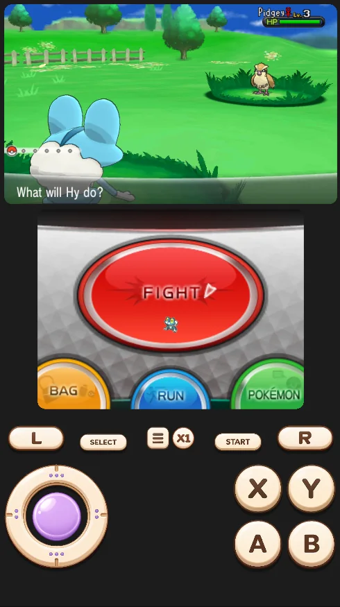 Retrofun dual-screen 3DS gameplay in portrait orientation